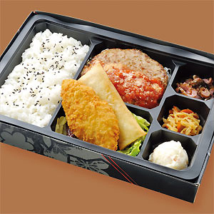 ハンバーグと白身魚フライ弁当 